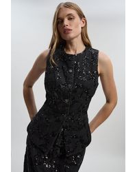 Karen Millen - Sequin Denim Waistcoat - Lyst