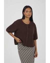 Brave Soul - Short Sleeve Crew Neck Fisherman Knit Cardigan - Lyst