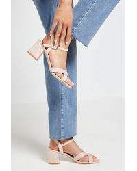 Wallis - Wide Fit Samiyas Faux Suede Cross Strap Medium Block Heeled Sandals - Lyst