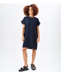 Gini London - Marineblaues Kleid Mit Halben Ärmeln Und Übergroßen Taschen - Lyst