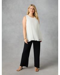 Live Unlimited - Ivory Chiffon Pleated Vest Top - Lyst