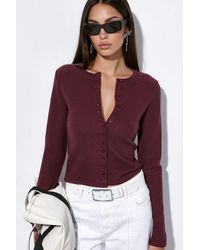 Busem - Cropped Ribbed Button Cardigan - Lyst