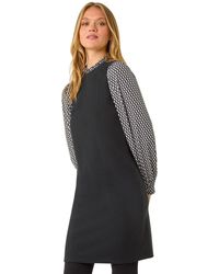 Roman - Geometric Contrast Knit Dress - Lyst