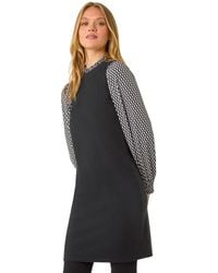Roman - Geometric Contrast Knit Dress - Lyst