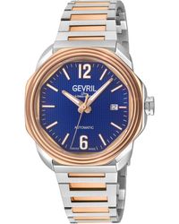 Gevril - Roosevelt Ss 316L Case W/ Rose Bezel Ring, Checker Pattern Dial, Two Toned Stainless Steel Rg Bracelet - Lyst