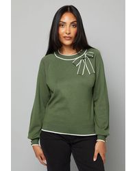 Wallis - Petite Tipped Bow Neck Jumper - Lyst