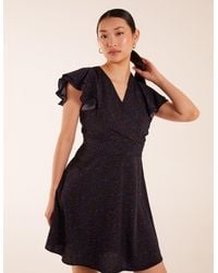 Blue Vanilla - Leopard Print Wrap Ruffle Mini Dress - Lyst