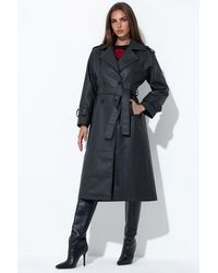 Hiccup - Belted Long Faux Leather Trench Coat - Lyst