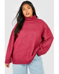Boohoo - Plus Soft Knit Roll Neck Jumper - Lyst