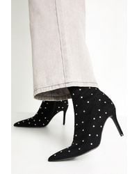 Boohoo - Faux Suede Studded Pointed Toe Ankle Boots - Lyst