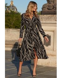 Sosandar - Geometric Spot Print Shirred Waist Shirt Dress - Lyst