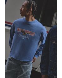 BoohooMAN - Oversized Shrunken Boxy Raw Hem Eagle Long Sleeve Washed Graphic T-Shirt - Lyst