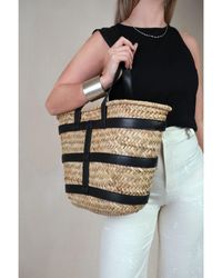 Where's That From - 'Ocean' Ratan Beach Bag With Pu Strap Detailing - Lyst
