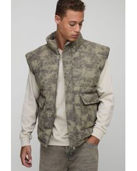 BoohooMAN - Tall Washed Cord Oversized Funnel Neck Gilet - Lyst