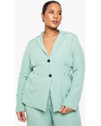 Boohoo - Plus Woven Cinched Waist Blazer - Lyst