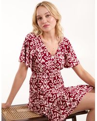 Blue Vanilla - Button Through Elastic Waist Mini Dress - Lyst