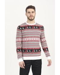 Brave Soul - Crew Neck Knitted Jumper With Stripe Fairisle Pattern - Lyst