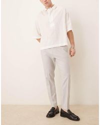 ASOS - Smart Tapered Fit Linen Blend Trousers - Lyst