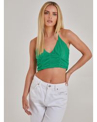 Pink Vanilla - Halterneck Cross Over Mesh Bralette - Lyst