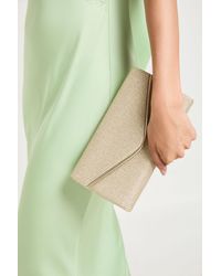 Boohoo - Large Glitter Envelope Clutch Bag - Lyst