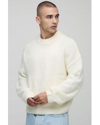 BoohooMAN - Boxy Fit Brushed Extended Neck Knitted Jumper - Lyst