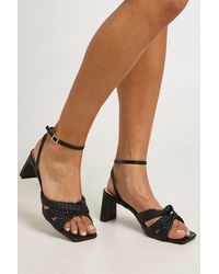 Boohoo - Weave Front Knot Detail Low Block 2 Part Heels - Lyst