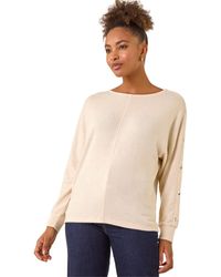 Roman - Buttoned Stretch Jersey Top - Lyst