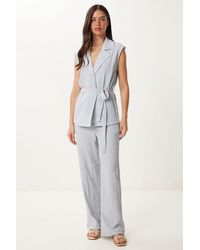 Happiness İstanbul - High Waist Two-Piece Set With Shirt Collar And Wide Leg Pants - Lyst