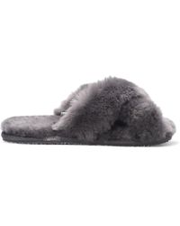 Infinity Leather - Sheepskin Slippers Warm Winter Fur Crossover - Lyst