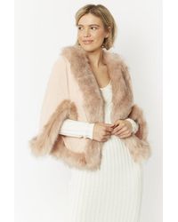 Jayley - Faux Fur Suede Cape Jacket - Lyst