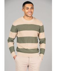 Kensington Eastside - Recycled Cotton Crew Neck Striped Waffle Jumper - Lyst