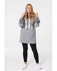 Izabel London - Printed Knit Sleeve Hooded Jumper Cotton - Lyst