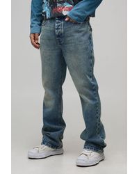 BoohooMAN - Stonewash Raw Seam Detail Slim Flared Jeans - Lyst