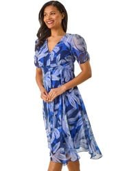 Roman - Abstract Floral Print Hanky Hem Dress - Lyst