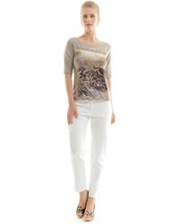 Conquista - Animal Print & Solid Colour Top - Lyst