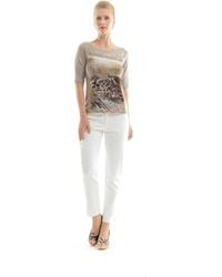 Conquista - Animal Print & Solid Colour Top - Lyst