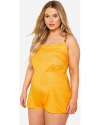 Boohoo - Plus Woven Bead Detail Strappy Playsuit - Lyst