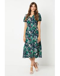 Wallis - Printed Button Through Midi Dress - Lyst