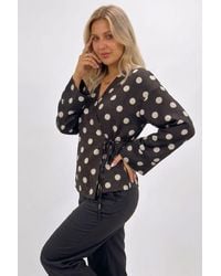 Bigdart - Polka Dot Wrap Blouse With Tie Detail - Lyst