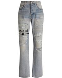 Amiri - Ma Bar Logo Straight Fit Stone Indigo Blauwe Denim Jeans - Lyst