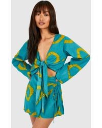 Boohoo - Tie Dye Ruched Mini Skirt - Lyst