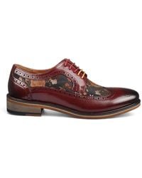 Justin Reess - Leather Floral Print Brogue Dress Shoes - Lyst