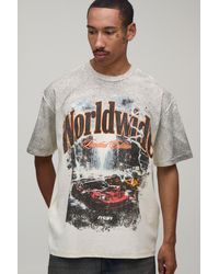 BoohooMAN - Oversized Exposed Seam Car Graphic Spray Wash T-Shirt Cotton - Lyst