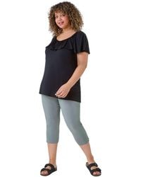 Roman Curve - Cropped Elastic Waist Stretch Trouser - Lyst