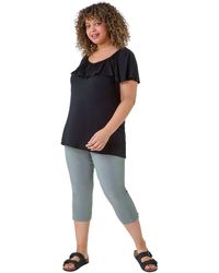 Roman Curve - Cropped Elastic Waist Stretch Trouser - Lyst