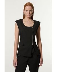 Karen Millen - Tailored Viscose Zip Through Multi Stitch Waistcoat - Lyst