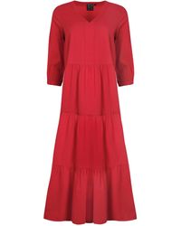 Weird Fish - Ladies Margo Seersucker Tiered Midi Dress (Crimson) - Lyst