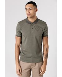 Kensington Eastside - Cotton Jacquard Button-Up Jersey Polo With Logo Badge - Lyst