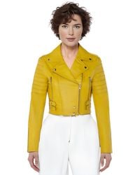 Infinity Leather - Cropped Brando Biker Jacket-Bellville Lamb Leather - Lyst