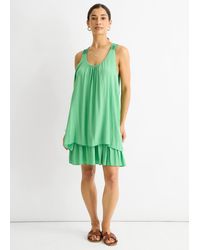 Gini London - Crochet Panel Double Layer Cotton Mini Dress - Lyst
